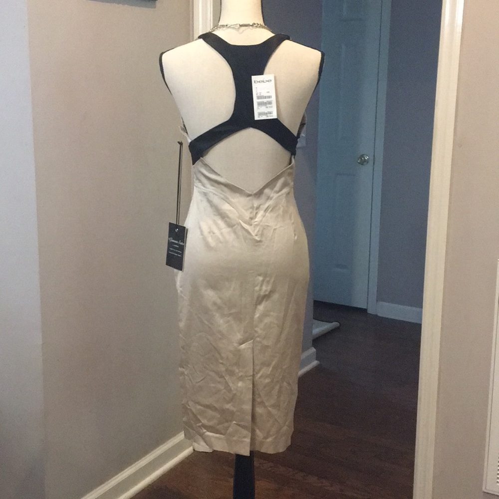 NWT Bebe glamour satin T back slim dress xs - Picture 8 of 8